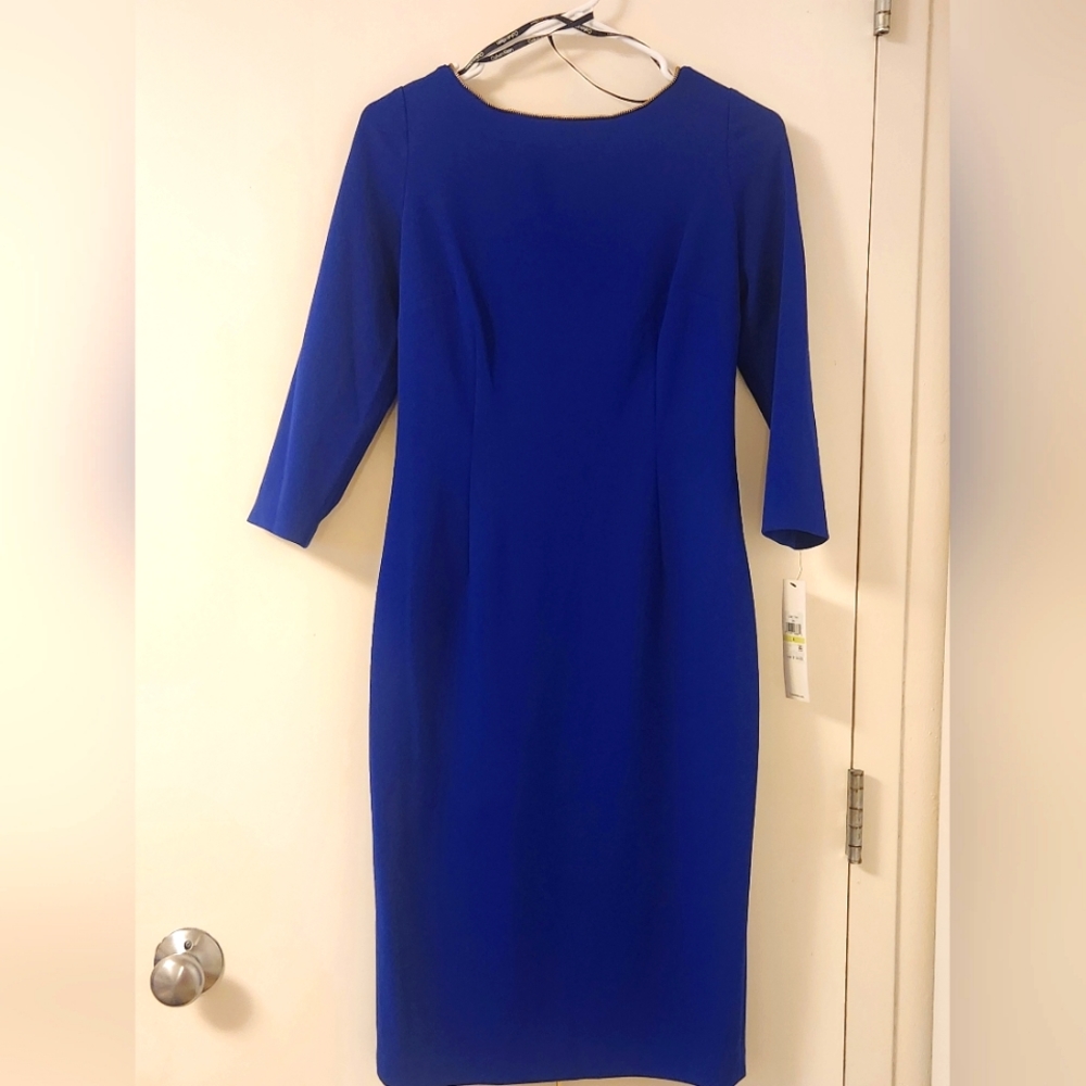NWT Calvin Klein Blue Zipper Dress
